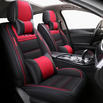 

(Front+Rear)Leather&Flax auto seat covers for peugeot 508 607 807 3008 4007 4008 5008 of 2018 2017 2016 2015