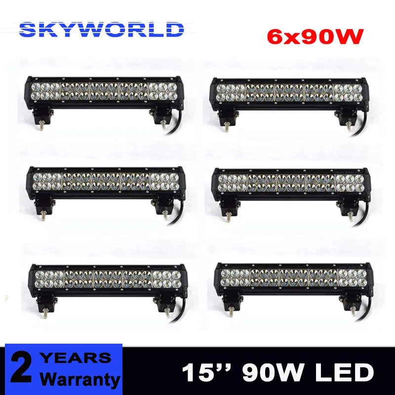 

6PCS 15Inch 90W Led Light Bar Combo Led Beams Auto Work Light for Jeep ATV 4X4 4WD Off-Road 12V 24V Led Bar