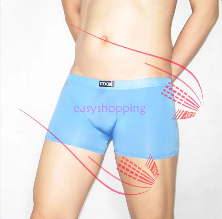 

Free shipping Men's Sexy Smooth Comfortable Close No Pouch Ice-Silky Boxers Underwear Size M/L/XL