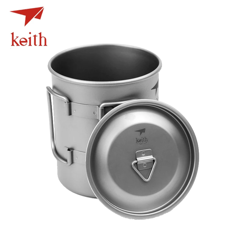 Keith 350 ml-650 ml titanio taza plegable ligero al aire libre vajilla Camping senderismo Picnic Bowl Pot taza con tapas