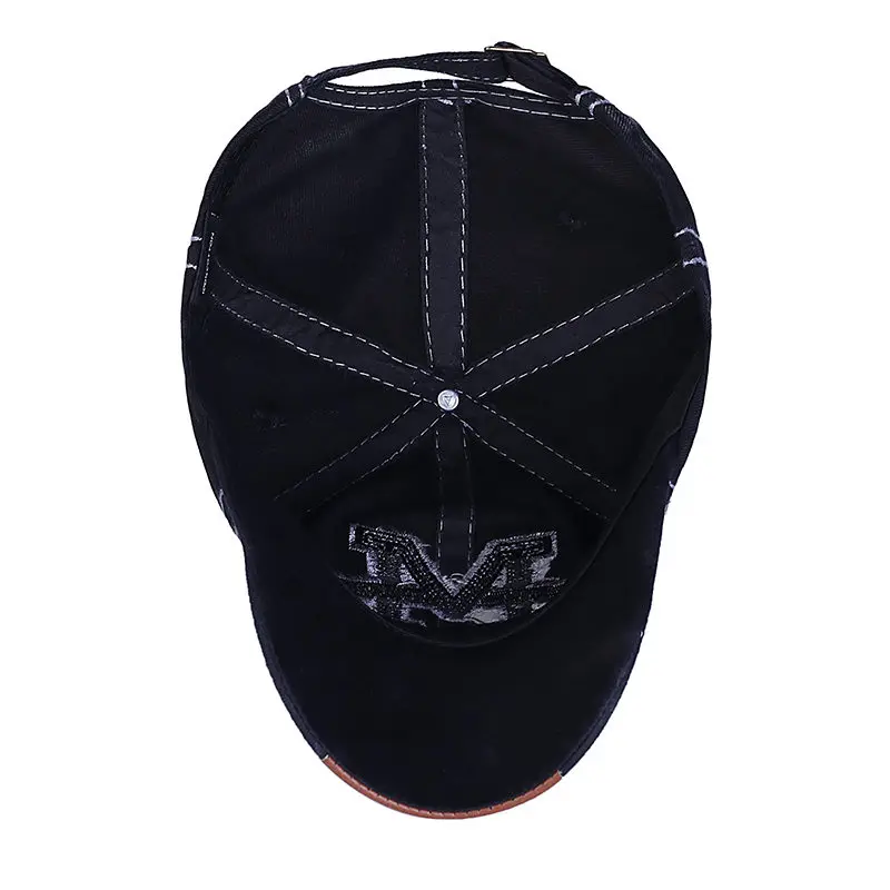 [Fetsbuy] M washed Denim SnapBack sombreros otoño verano letra M hombres béisbol Sunblock beisbol casquette ajustable CAPS