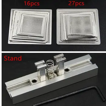 

Directly Heat BGA Reball Reballing Net Universal Stencils Template Set Kit Silver Steel Welding Fluxes with stand