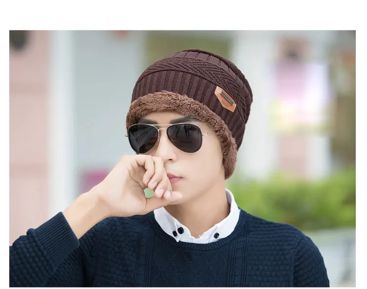  Neck warmer 2016 knit cap scarf cap two-piece Winter Hats For Men Caps Warm Moto Fur Winter Beanie Fleece Knit Hat balaclava (9)