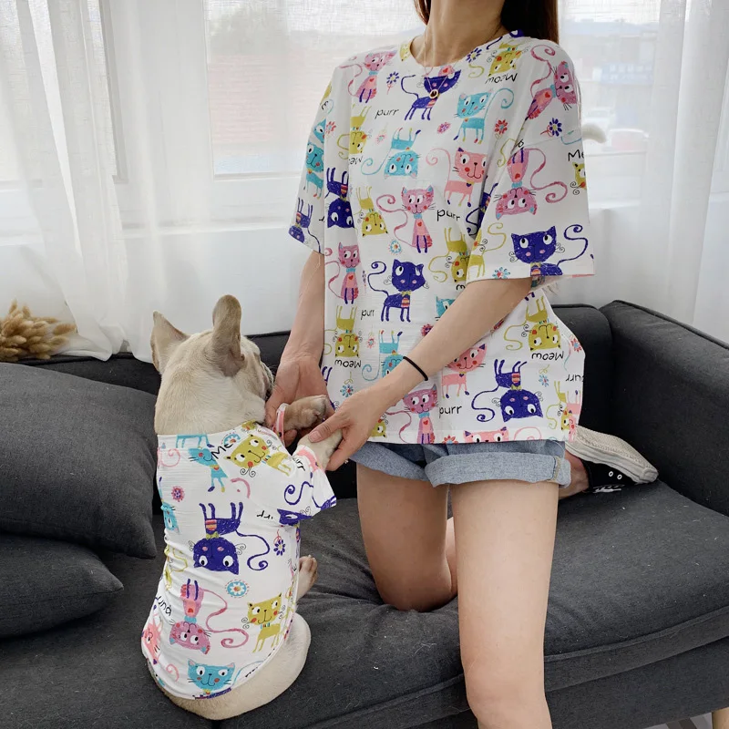 Летняя одежда с принтом в виде собак Pet одежда, подходящая для всех дышащая собака жилет для собак Одежда для домашних животных для Мопсов, французских бульдогов одежда для детей рубашка для собак