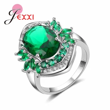

Unique Design Green Stone Cubic Zirconia 925 Sterling Silver Jewelry Women's Ring Size 6 / 7 / 8 / 9 /10