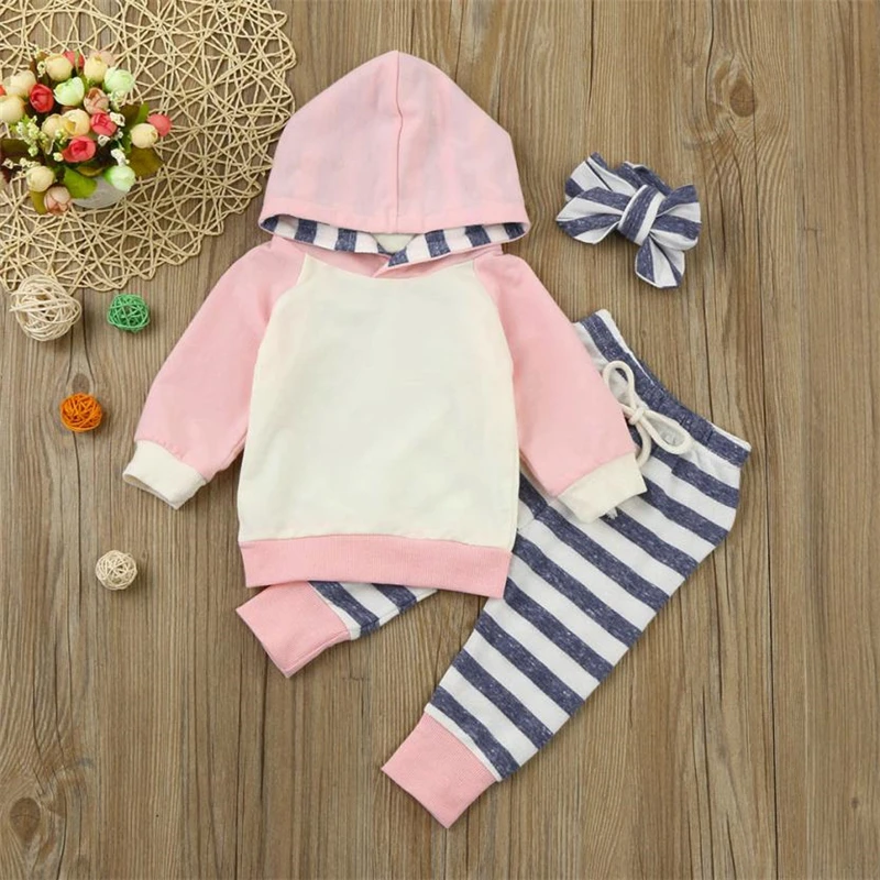 TELOTUNY  3pcs Toddler Baby Boy Girl Clothes Set Hoodie Tops+Pants+Headband Outfits Hot Sale Comfortable Clothes C0309 #30      06