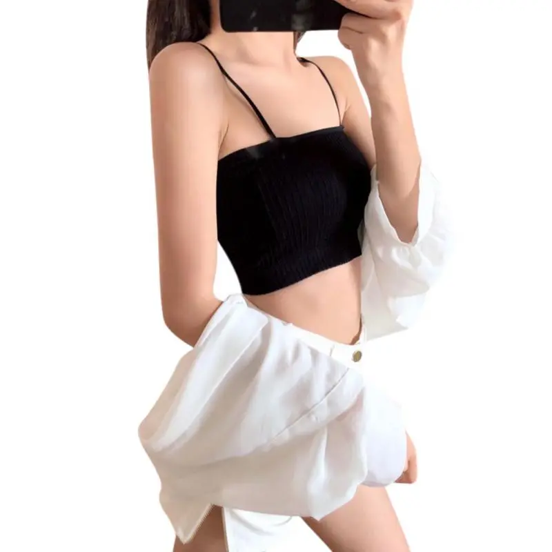 Summer Sexy 2018 Women Kintting Cropped Tube Tops Intimate Sleeveless Off Shoulder Strapless Ladies Cotton Black Bandeau Top