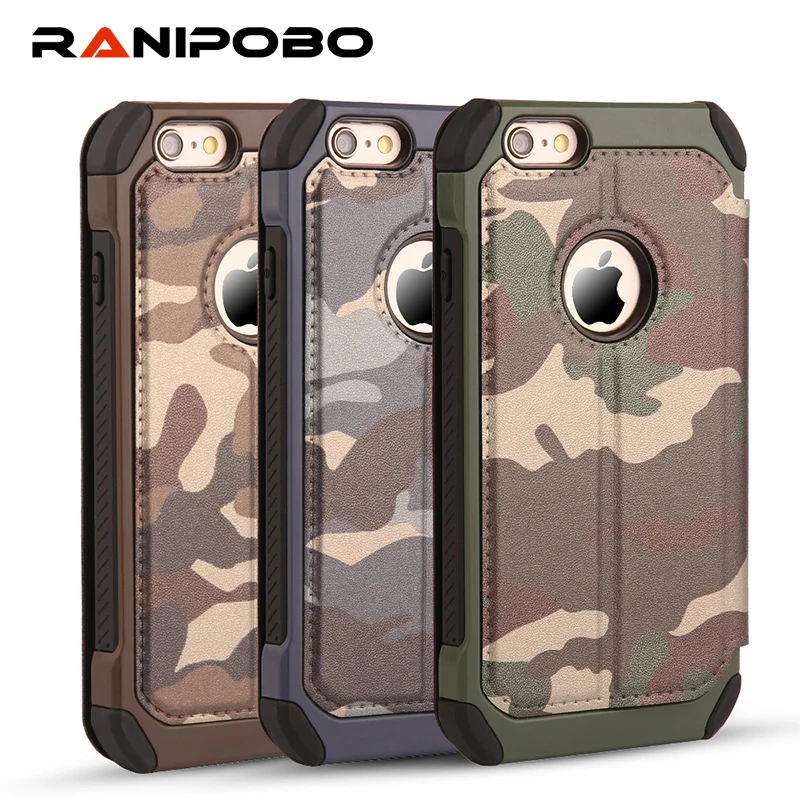 Leather Army Camo Camouflage Case for iPhone 6 6S 6 plus 5 5S SE