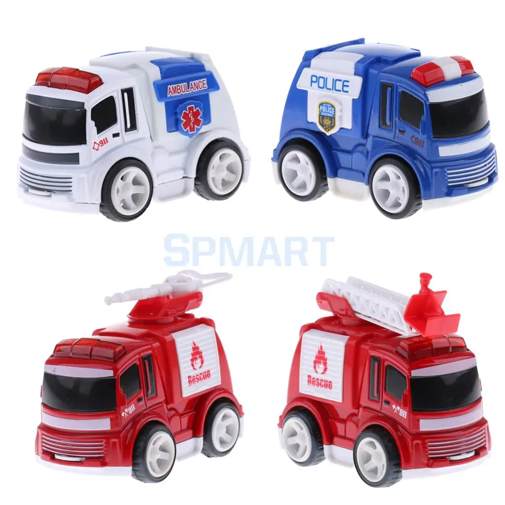 1:64 Scale Alloy Ambulance/Fire Truck Model Diecast Car Kids Children Vehicles Toy Collections Desktop Decor