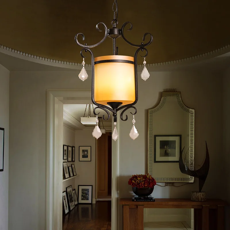 

American country style bedroom aisle entrance pendant lights personality iron coffee shop creative small pendant lamps ya72922