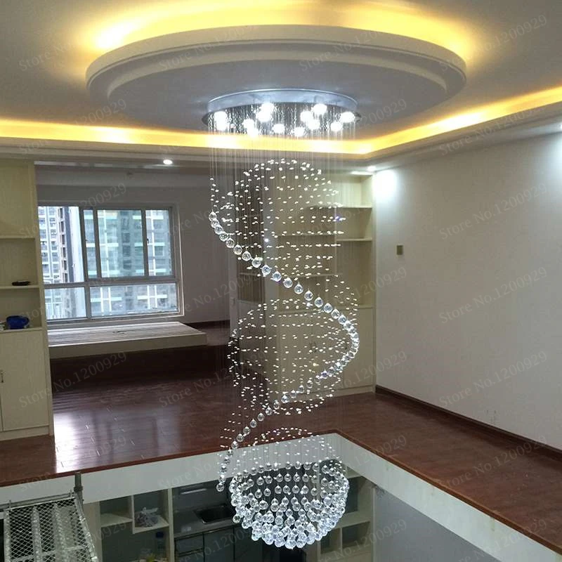 modern clear waterford spiral sphere led crystal chandelier lighting
