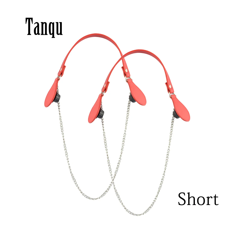 

2019 Tanqu New Short Colorful Flat PU Belt Drop End With Long Chain For Obag handle For O bag Women bag Handle bag EVA bag