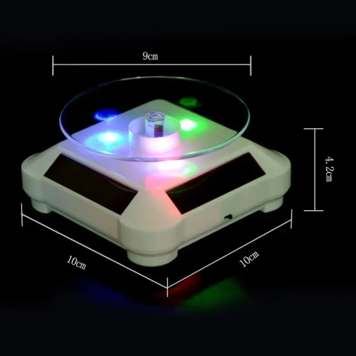 New LED Light Solar Jewelry Display Stand 360 Rotating Showcase Necklace Bracelet Watch Ring Show Turntable MV66