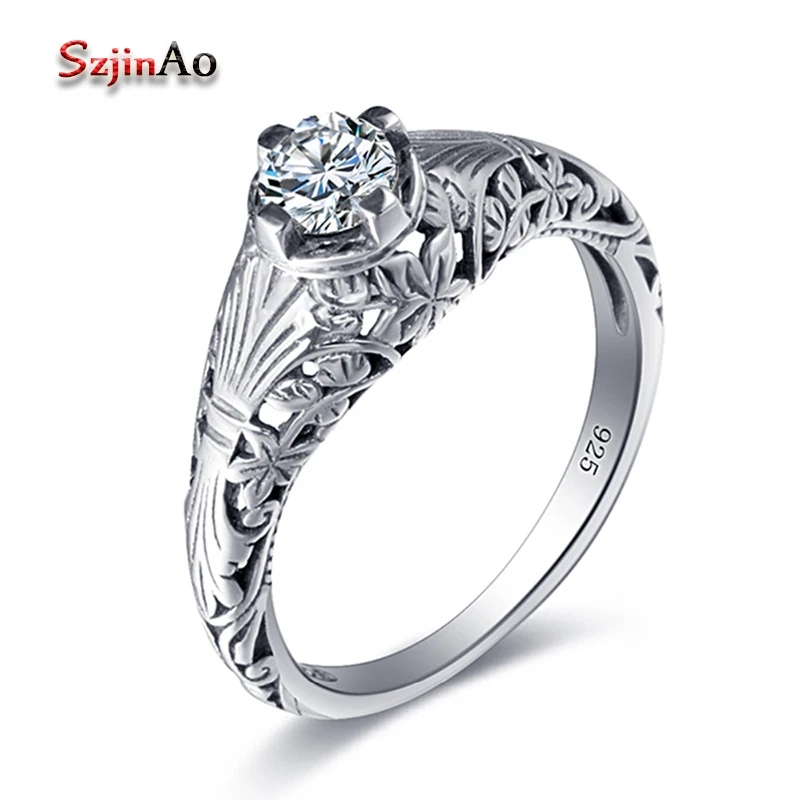 

Szjinao Angel Love Fashion Rings for women Round Cut Boho Sweet Zirconia Wedding Engagement Rings 925 sterling silver Jewelry