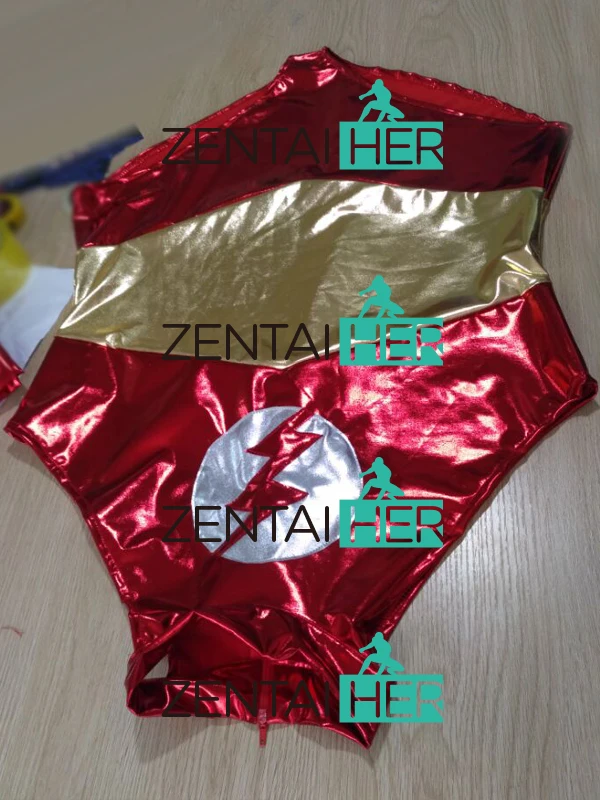 2017 Halloween Costumes, Sexy Halter Flash Women Leotard Red Shiny Superhero Costume Cosplay Costume For Woman 16090901 (3)