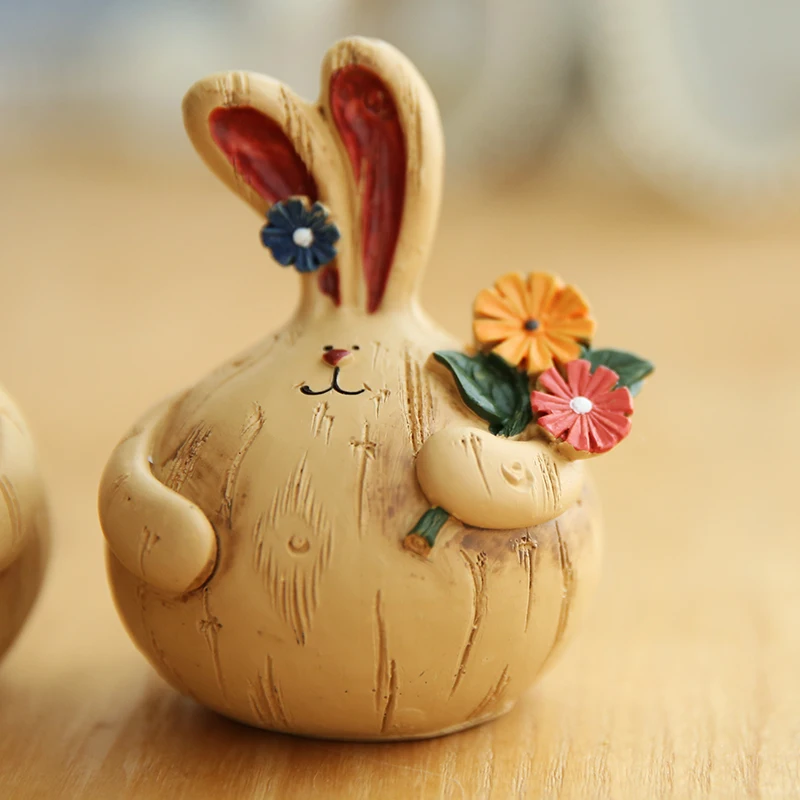 2 шт./компл. сельских Стиль смолы выбор цветов жира Кролик парные фигурки животных искусственные домашний декор рукоделие подарки