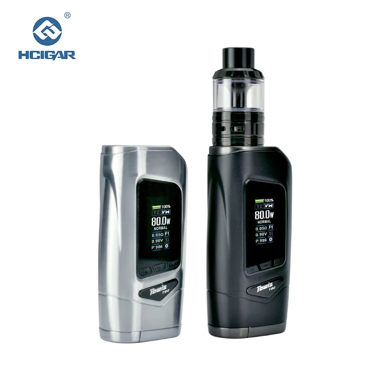 

HCIGAR Towis T80 Vape Kit With Aeolus RTA Atomizer Tank Output 5-80w WATT and TEMP Mode Mod Kit Electronic Cigarette Vaporizer