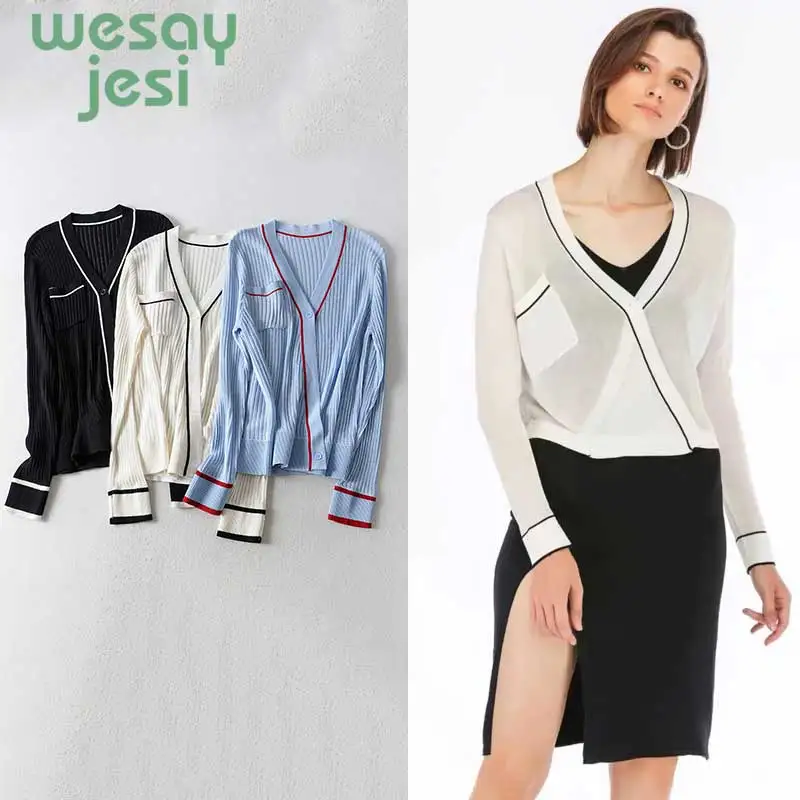 Winter shrug knitted sweater cardigan Women elegant autumn  cardigan Female V collar sweater outwear 2019