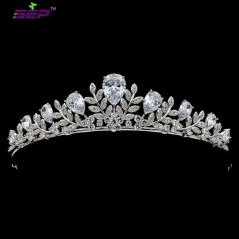 

Fashion Crystals Rhinestone Full CZ Olive Branch Peace Tiara Crown Bridal Wedding Party Hair Jewelry Accessories HG0064