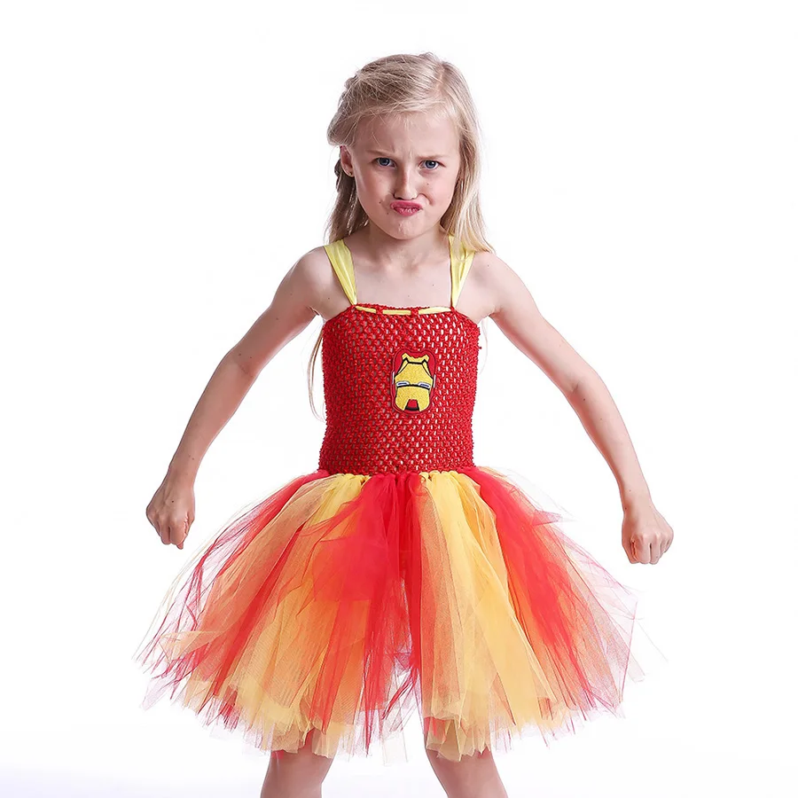 Girls Halloween Iron Man Tutu Dress Children Superhero Cartoon Tulle Costume (6) - 