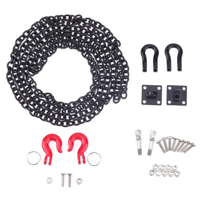 

Metal Lock Latch Tow Hook & Trailer Chain Tow Chain Kit RC Car Accessories for Traxxas Hsp Crawler for Tamiya Axial SCx10 D90