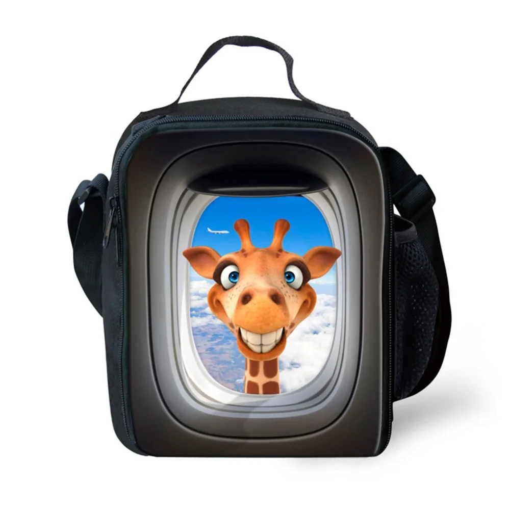 THINK Kids изолированная сумка для ланча с забавным принтом жирафа сохраняющая тепло