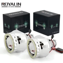 ROYALIN, автомобильный внешний светильник, линзы для Audi A2 Citroen C1 Bixenon H1, проектор, головной светильник с белыми светодиодами, COB, ангельские глазки для H4 H7