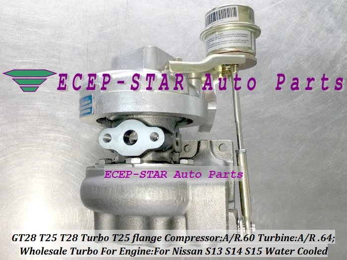 GT28 T25T28 T25 T28 Water Cooled turbo TurboCharger For Nissan S13 S14 S15 T25 flange comp .60 AR turbine .64 AR  (4)