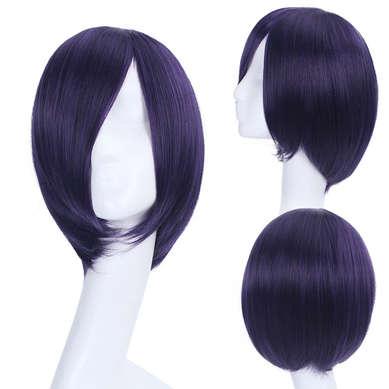 

Tokyo Ghoul Kirishima Touka Wigs Purple Black Mixed Short Straight Heat Resistant Synthetic Hair Cosplay Wig