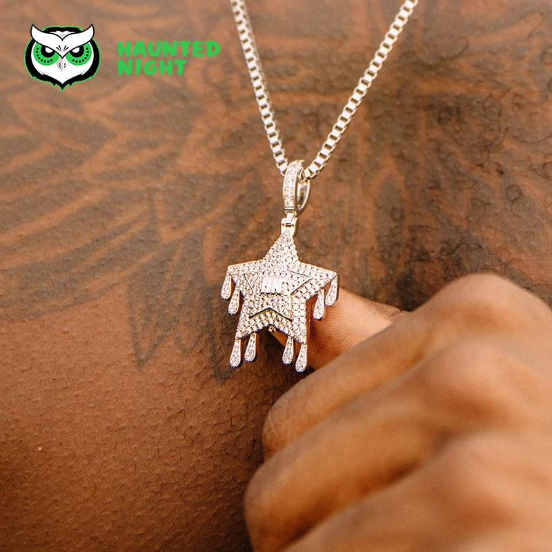 

Silver Star Cubic Zirconia Pendant Cuban Link Chain 2019 Hip-hop Street Necklace Brand Exclusive Design For Men And Women