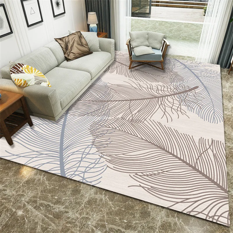 3D Luxury Feather Printed Livingroom Carpets Modern Coffee Table Area Rugs Bedroom Carpets For Living Room Footpad Carpet Decor