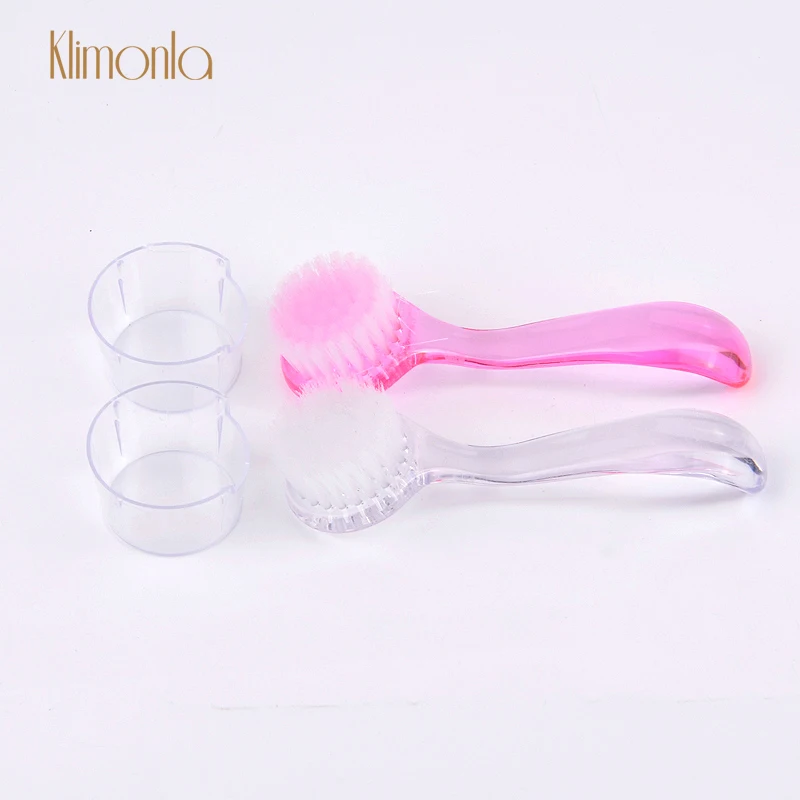 

2pcs Plastic Nail Art Cleaning Brush Round Head Powder Clean Brush with Cap UV Gel Nails Art Manicure Care Tools