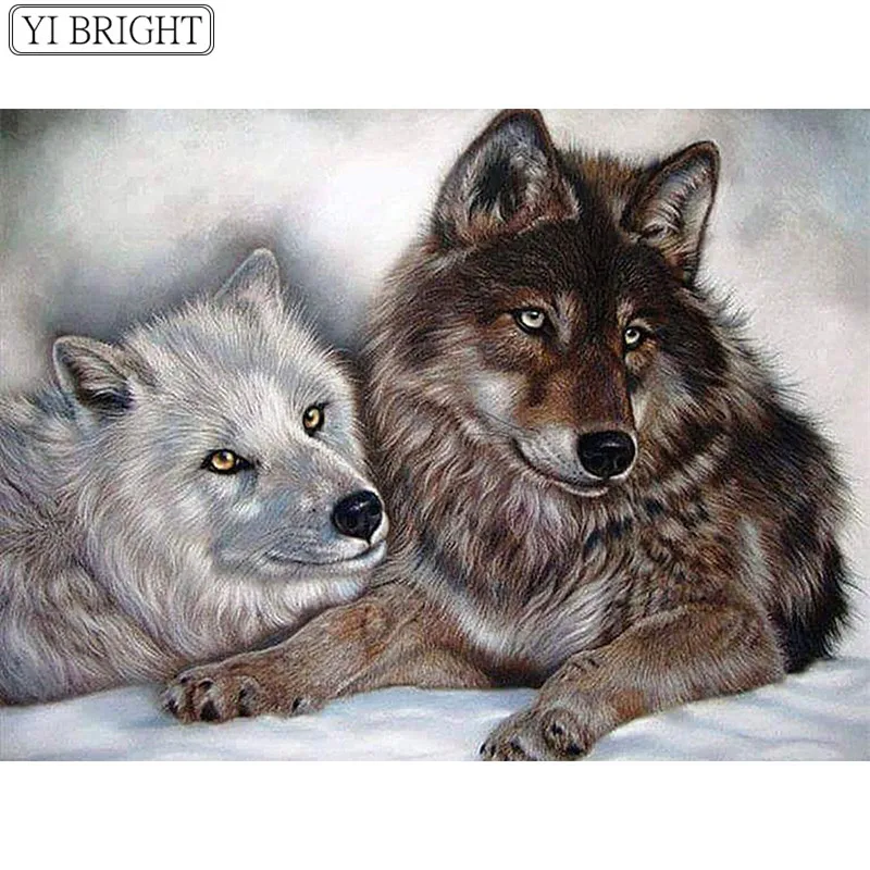 

DIY Diamond Painting Cross Stitch Animals Snow Wolf DIY Mosaic Diamond Embroidery Decoration Home Rhinestones Full Drill XY1