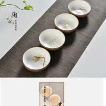 6 шт. костюмы Dehua глина ручная роспись керамический набор печи чай небольшой рот чашки грубая керамика пуэр чайные чашки кунг-фу чайные наборы