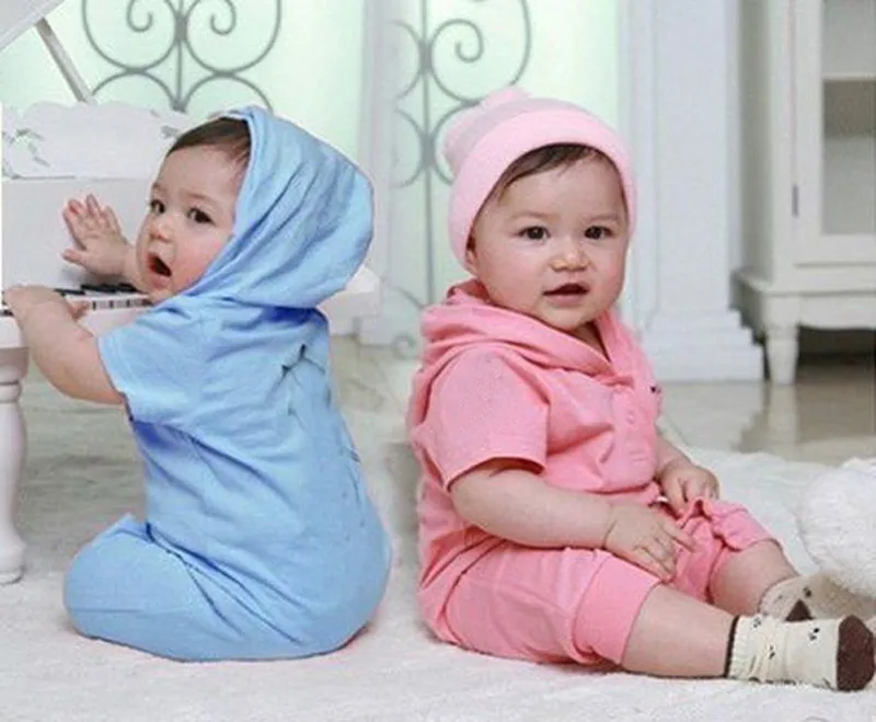 Baby romper Infant One-Piece short sleeve newborn hooded jumpsuit 2015 summer style brand baby girl boy clothing (6)
