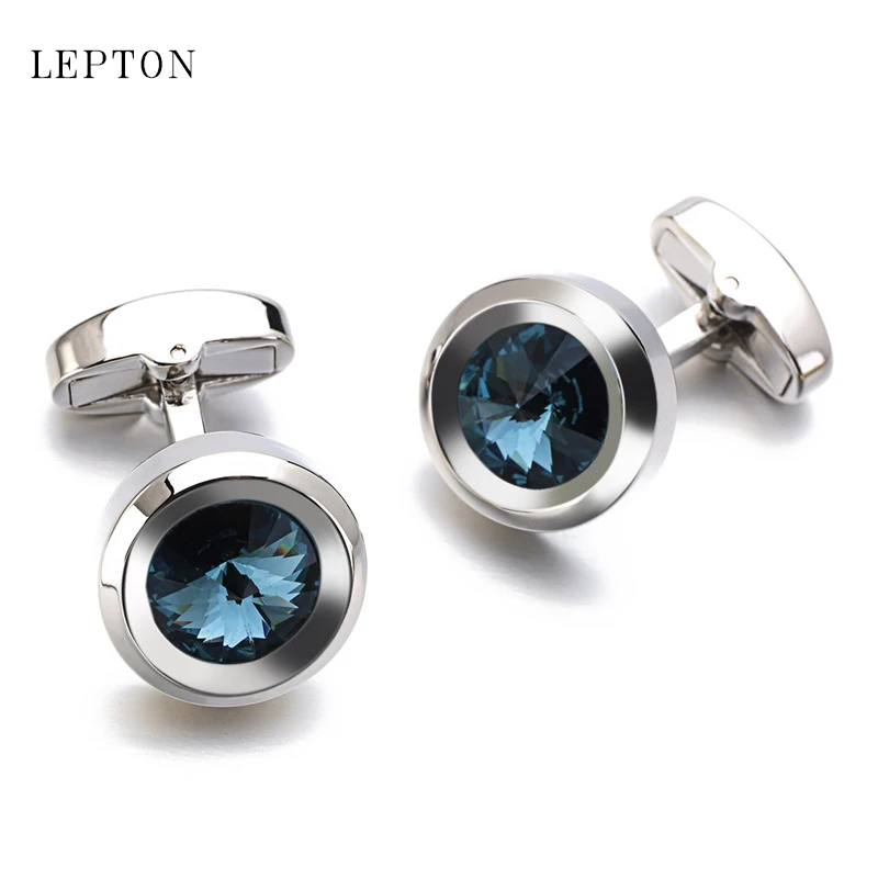 

High Quality Dark Blue Crystal Cufflinks Luxury Lawyer Groom Wedding Cufflinks For Mens Shirt Cuff Links Gemelos Christmas Gift