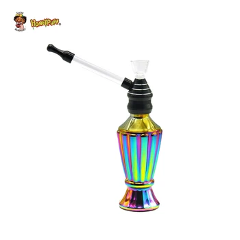 

HONEYPUFF Smoking Pipes Glass Water Pipe Vase Hookah Shisha 120MM Rainbow Metal Smoke Pipes For Cigarette Filter Holder