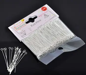 

DoreenBeads Retail 1 pack(300PCs)Well Sorted Silver color Eye Pins 40x0.7mm(21 gauge)