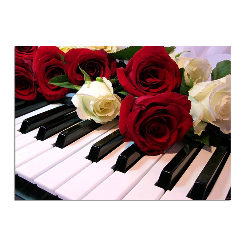 

5D DIY Diamond Painting Cross Stitch "Piano Rose" Full Diamond Embroidery Painting Needlework Rhinestone Crafts YSD