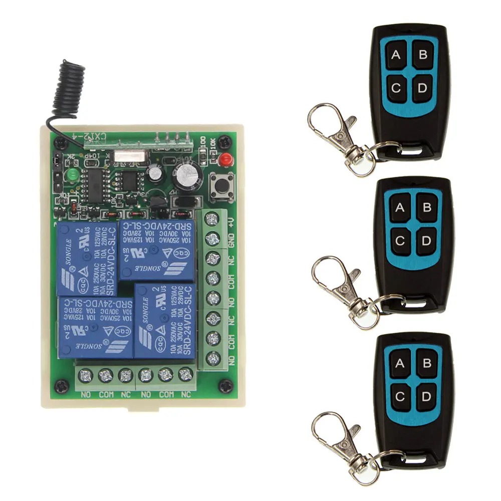 DC 12V 24V 4 CH 4CH RF Wireless Remote Control Motor Light ...
