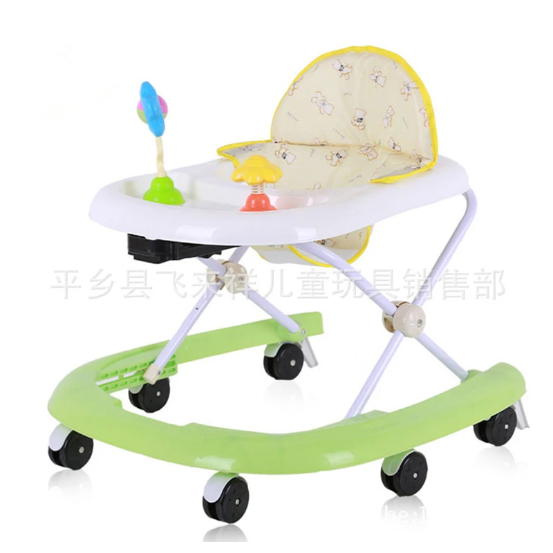 

4-level Adjustable Height Baby Walkers with Wheels Anti Roll Over Toddler Baby Activity Walkers with Toys Learning Walking