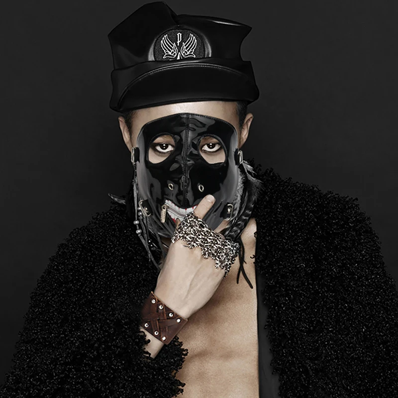 

2018 Hot PU Leather Steampunk Mask Gothic Rock Punk BLEACH Kurosaki Ichigo Cosplay Anime Accessories Halloween Party Masks
