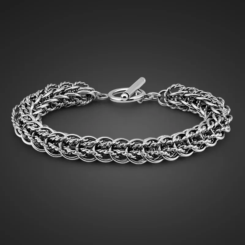 Высокое качество Мужские благородное классическое, элегантный ювелирный Подарочный браслет для мужчин новая мода серебро 925 пробы цепочка-браслет в виде веревки