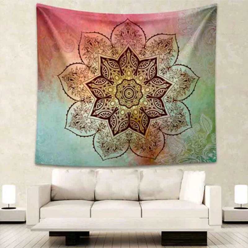 Elephant Tapestry Mandala Color Upholstery Printed Decorative Boho Wall Rug Curtain