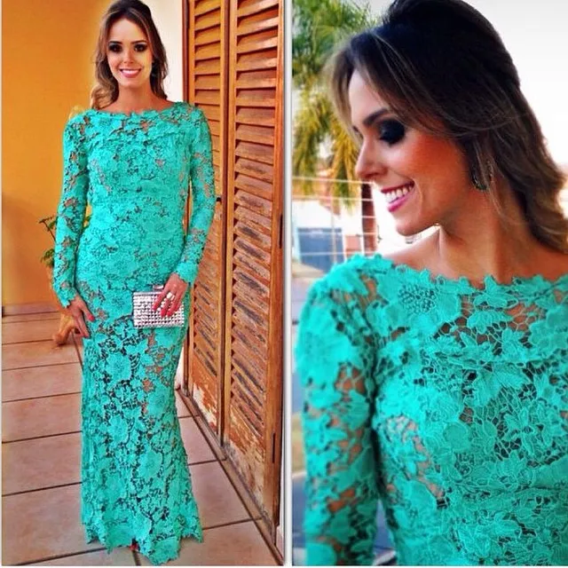 vestido renda guipir longo