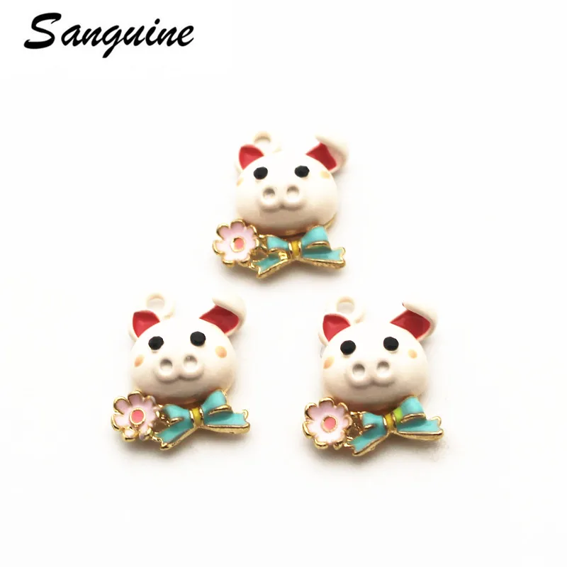 

Newest 20pcs/lot pig golden Pendant Dangle Charms Lobster Clasp Hanging Charm For Bracelet Floating Charms Jewelry