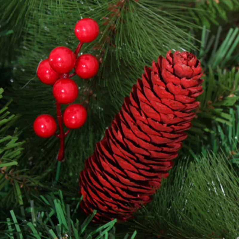 1 5 м/150 см красные ягоды pinecone украшение для рождественской елки фабричные