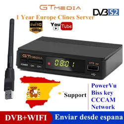 GTMedia V7s HD DVB-S2 спутниковый ресивер H.264 с WI-FI + 1 год Европа Испания CCcam ТВ коробка новая версия Freesat V7 супер