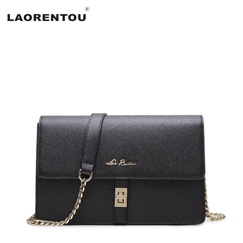 

Laorentou Luxury Brand Women Flap Chains Shoulder Bag Exclusive Cowhide Leather Casual Clutch Leather Female Crossbody Bag N52