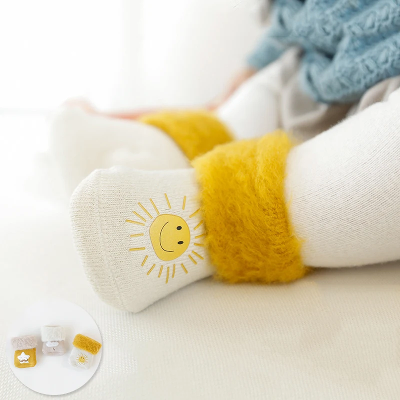 3 Pairs Soft Cute Fluffy Baby Socks 2018 New Warm Feet Floor Socks